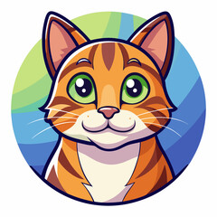 Obraz premium A Cartoon Orange Tabby Cat with Green Eyes Smiling