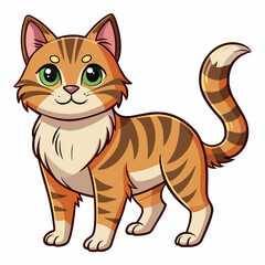 Cartoon Orange Tabby Cat with Green Eyes