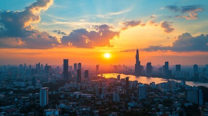 Sunset Over a Modern Cityscape