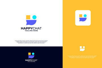 Creative Chat logo design with colorful and flat design
