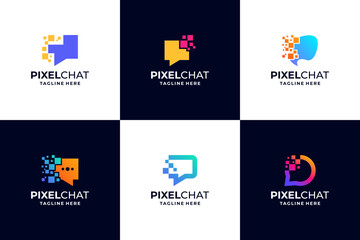 Pixel chat logo design collections