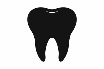 Single Black Silhouette Tooth Isolated.