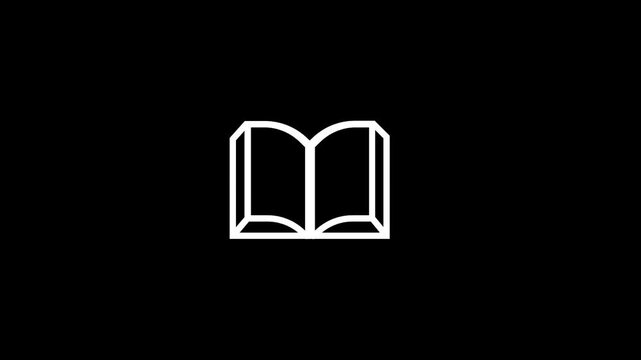 Animated opened book line icon. Turning pages animation. Knowledge information. Story telling. Reading book