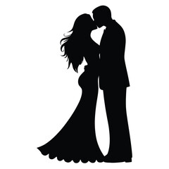 Romantic couple in various poses silhouettes collection set. Couple falling in love different poses isolated on white background silhouette set.