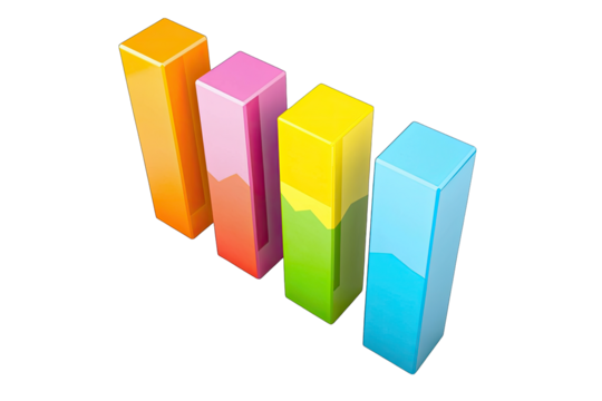 Colorful bar chart representing data analysis, growth, and performance metrics in a vibrant and dynamic style.