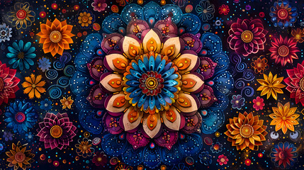 Colorful Floral Mandala Illustration