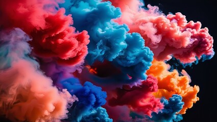 Fototapeta premium colorful smoke rising on black background