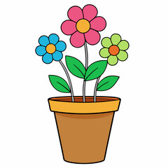 Colorful Flowering Plant Vector on White Background