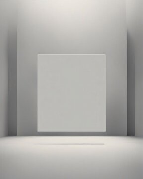Stark, minimalist void of a room illuminated by a single skylight, embodying simplicity and the beauty of emptiness, Generative AI.