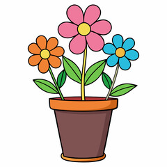 Colorful Flowering Plant Vector on White Background