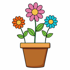 Colorful Flowering Plant Vector on White Background