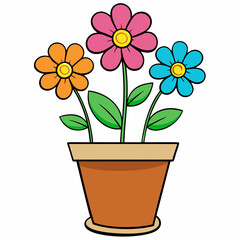Colorful Flowering Plant Vector on White Background
