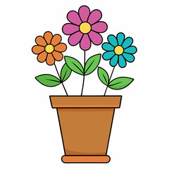 Colorful Flowering Plant Vector on White Background