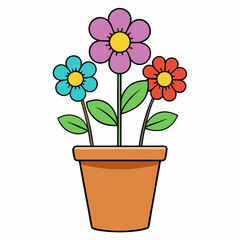 Colorful Flowering Plant Vector on White Background