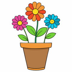 Colorful Flowering Plant Vector on White Background