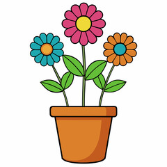 Colorful Flowering Plant Vector on White Background