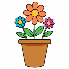 Colorful Flowering Plant Vector on White Background