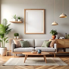 Free Photo Mock up poster frame in modern interior background generative ai