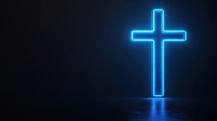 good friday blue neon lettering on plain dark black background
