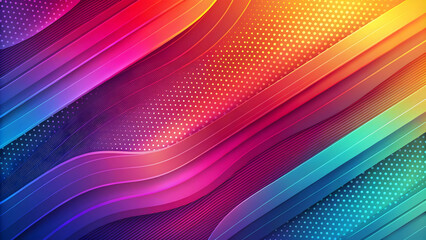 Fototapeta premium Vivid Spectrum: A vibrant abstract background with flowing lines and a halftone pattern. 