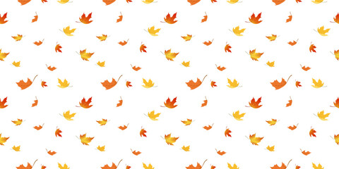 maple leaves fall seamless pattern, autumn concept vector illustration isolated on white background.