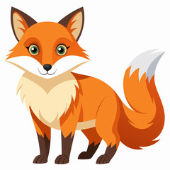 Obraz premium A Cartoon Red Fox with White-Tipped Tail and Green Eyes