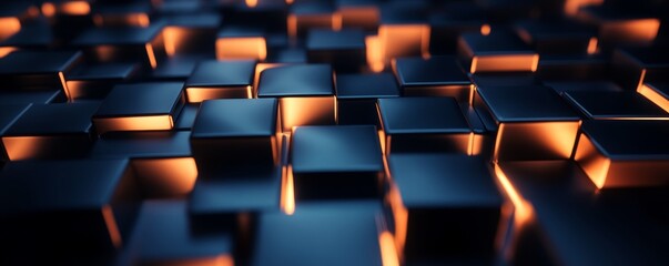 Obraz premium Abstract arrangement of luminous blocks creating a modern, digital atmosphere. Ideal for technology, design, or innovation themes.
