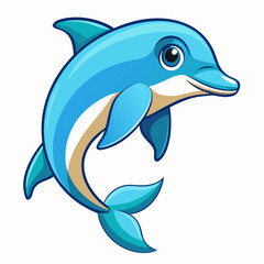 Obraz premium Cartoon illustration of a blue and tan dolphin