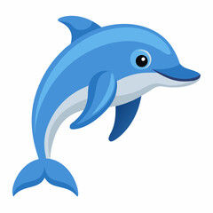Fototapeta premium Cartoon Blue Dolphin Leaping Out of the Water