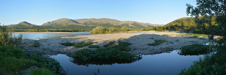 Polar Urals, panorama of the Sob River.