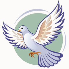 Fototapeta premium White Dove with Spread Wings Flying in a Circle