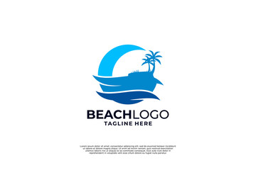 Tropical beach logo design with dream island tour logo.