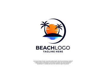 Tropical beach logo design innovation