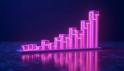 Glowing pink graph showing an upward trend on a dark background