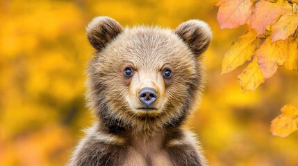 Obraz premium A brown bear stands tall in a grassy forest meadow, showcasing its strength and sharp claws while surrounded by blooming wildflowers under soft morning light