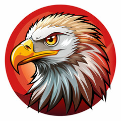Obraz premium Close-up Portrait of a Fierce Eagle with Red Background