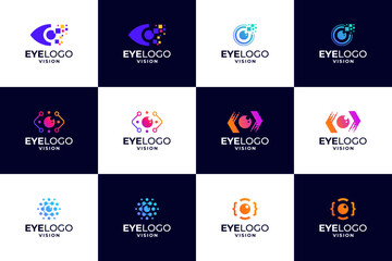 Set of vision tech logo design