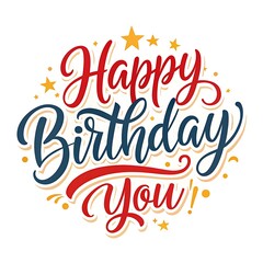 A colorful handwritten quotHappy Birthdayquot with decorative elements