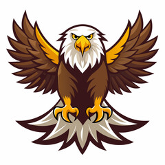 Obraz premium Cartoon Bald Eagle with Spread Wings and Sharp Talons