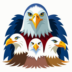 Fototapeta premium Three Bald Eagles with Spread Wings