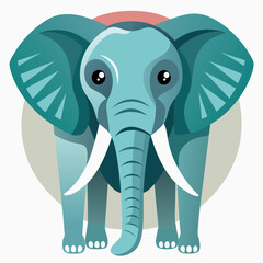 Obraz premium Cartoon Illustration of a Blue Elephant with Big Ears