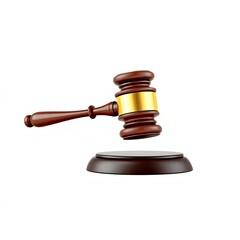 wooden gavel on white background