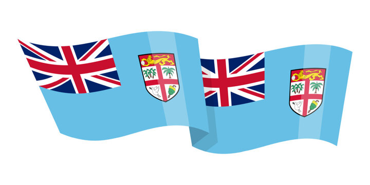 Vector illustration of wavy Fiji flag on transparent background