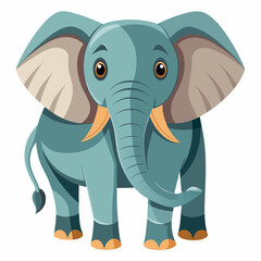 Obraz premium A Cartoon Illustration of a Grey Elephant with Large Ears and a Trunk