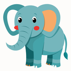 Fototapeta premium Cartoon Illustration of a Blue Elephant with Big Eyes