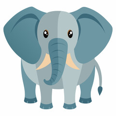 Obraz premium Cartoon Illustration of a Gray Elephant with Large Ears