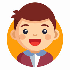 Obraz premium Smiling Cartoon Boy with Brown Hair and Red Jacket