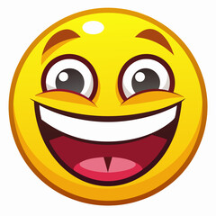 Fototapeta premium Yellow Cartoon Emoji with Wide Open Mouth Smiling