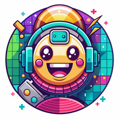 Fototapeta premium Smiling Astronaut Robot in a Colorful Retro Futuristic Design