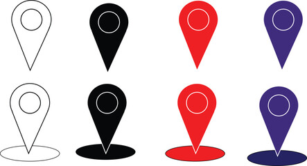 Location icon vector.  Map pin icon set, pin location icon vector illustration Set Of Address place icon symbol. Location icon collection. Vector Illustration.